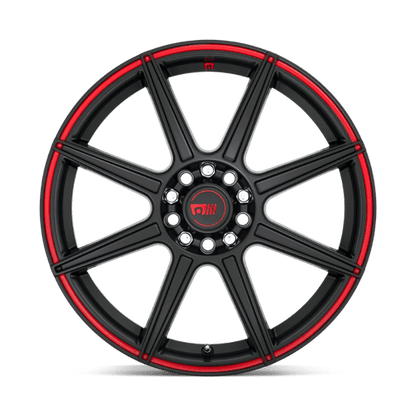 Motegi | MR142 CS8 | 16.0x7.00 | 5X108/5X114.3 | 40 | SATIN BLACK W/ RED STRIPE
