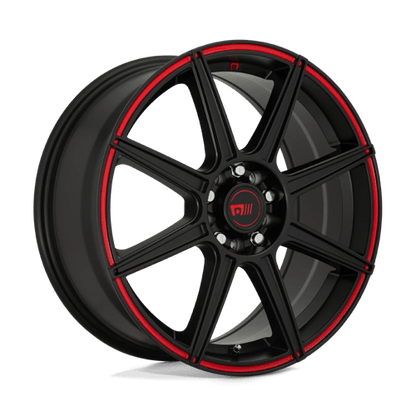 Motegi | MR142 CS8 | 17.0x7.00 | 5X100/5X114.3 | 40 | SATIN BLACK W/ RED STRIPE