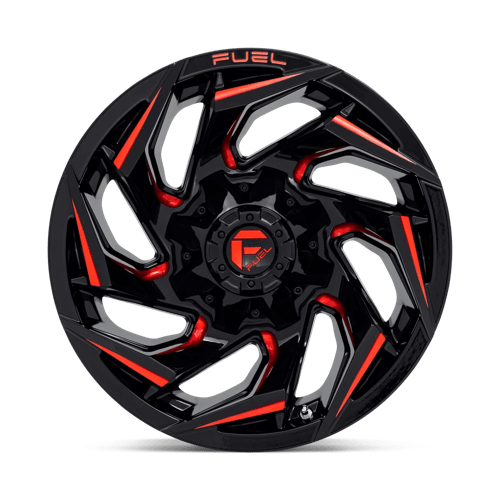 Fuel 1PC | D755 REACTION | 18.0x9.00 | 5X114.3/5X127 | -12 | GLOSS BLACK MILLED W/ RED TINT