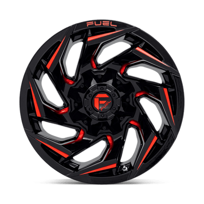 Fuel 1PC | D755 REACTION | 20.0x9.00 | 6X135/6X139.7 | 20 | GLOSS BLACK MILLED W/ RED TINT