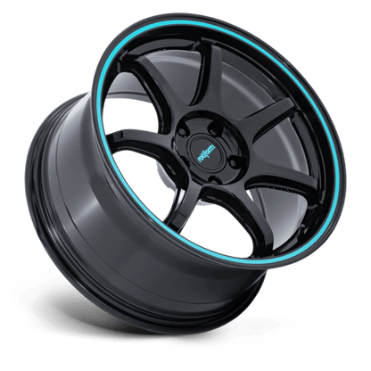 Rotiform | RC208 BPU | 18.0x8.50 | 5X100 | 35 | GLOSS BLACK W/ TEAL STRIPE