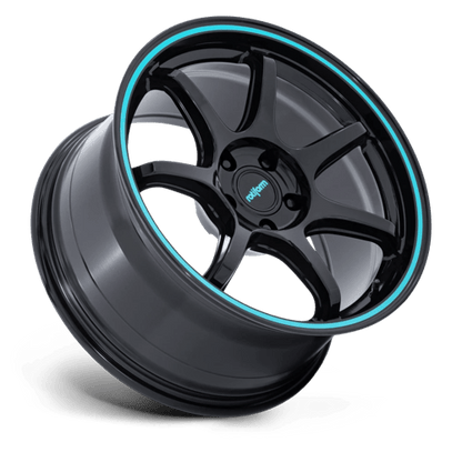 Rotiform | RC208 BPU | 19.0x8.50 | 5X112 | 25 | GLOSS BLACK W/ TEAL STRIPE