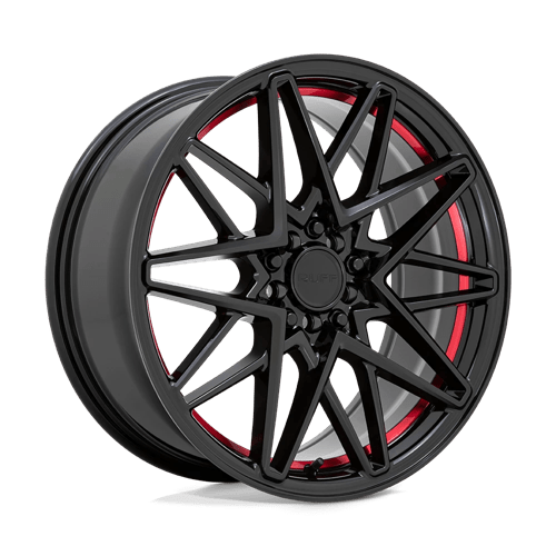 Ruff | CLUTCH | 18.0x8.00 | 5X100/5X114.3 | 38 | GLOSS BLACK W/ MACH RED LIP