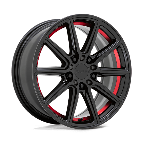 Ruff | THROTTLE | 18.0x8.00 | 5X108/5X114.3 | 38 | GLOSS BLACK W/ MACH RED LIP