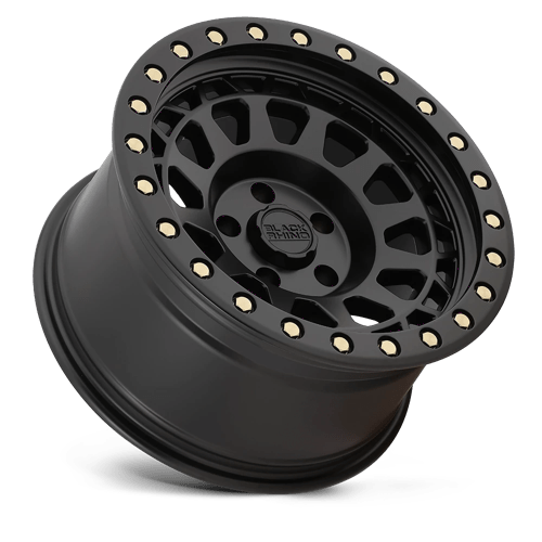 Black Rhino Hard Alloys | PRIMM | 18.0x9.50 | 6X139.7 | -12 | MATTE BLACK W/ BRASS BOLTS